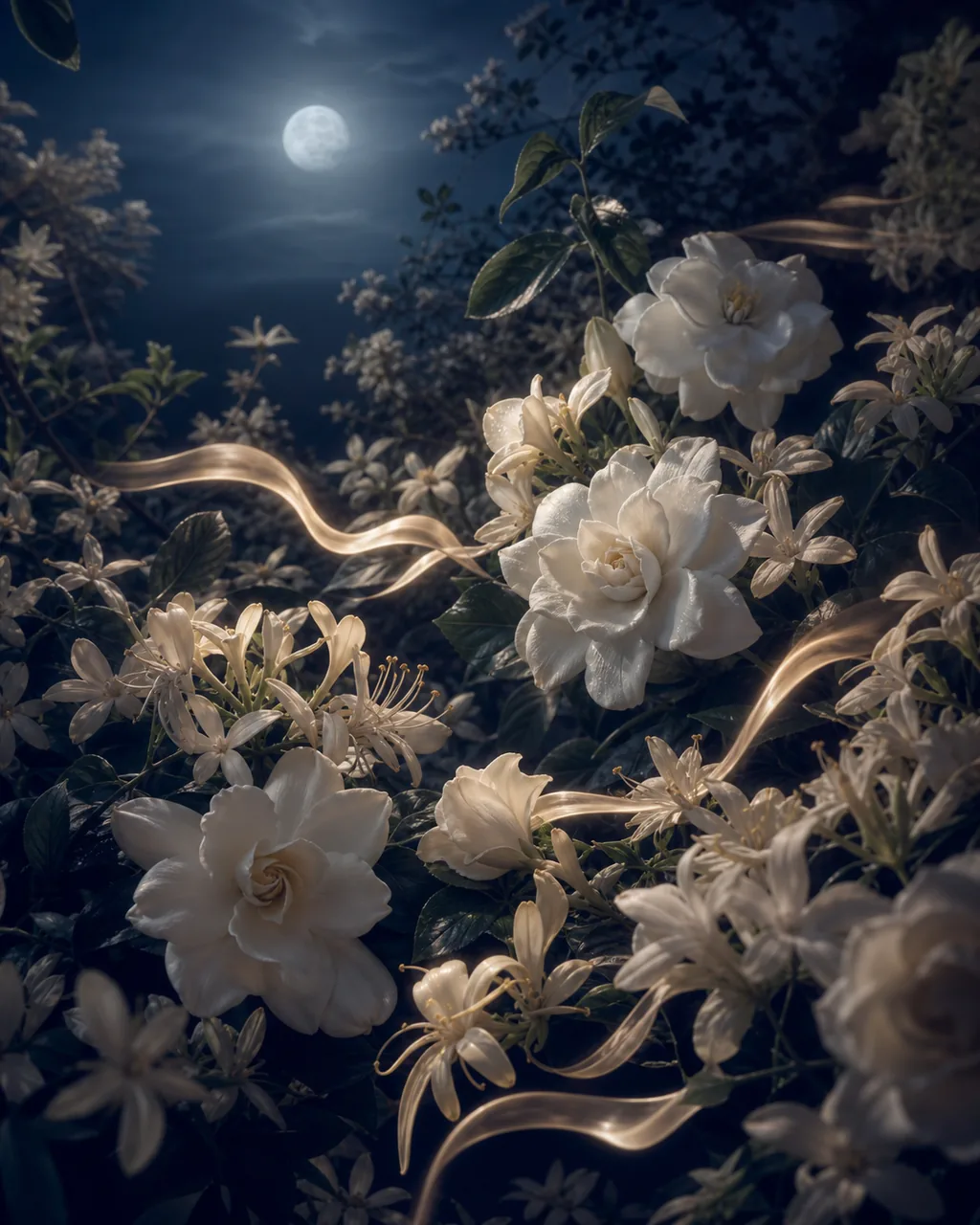 تصویر عطر نور ماه از میان شکوفه‌ها